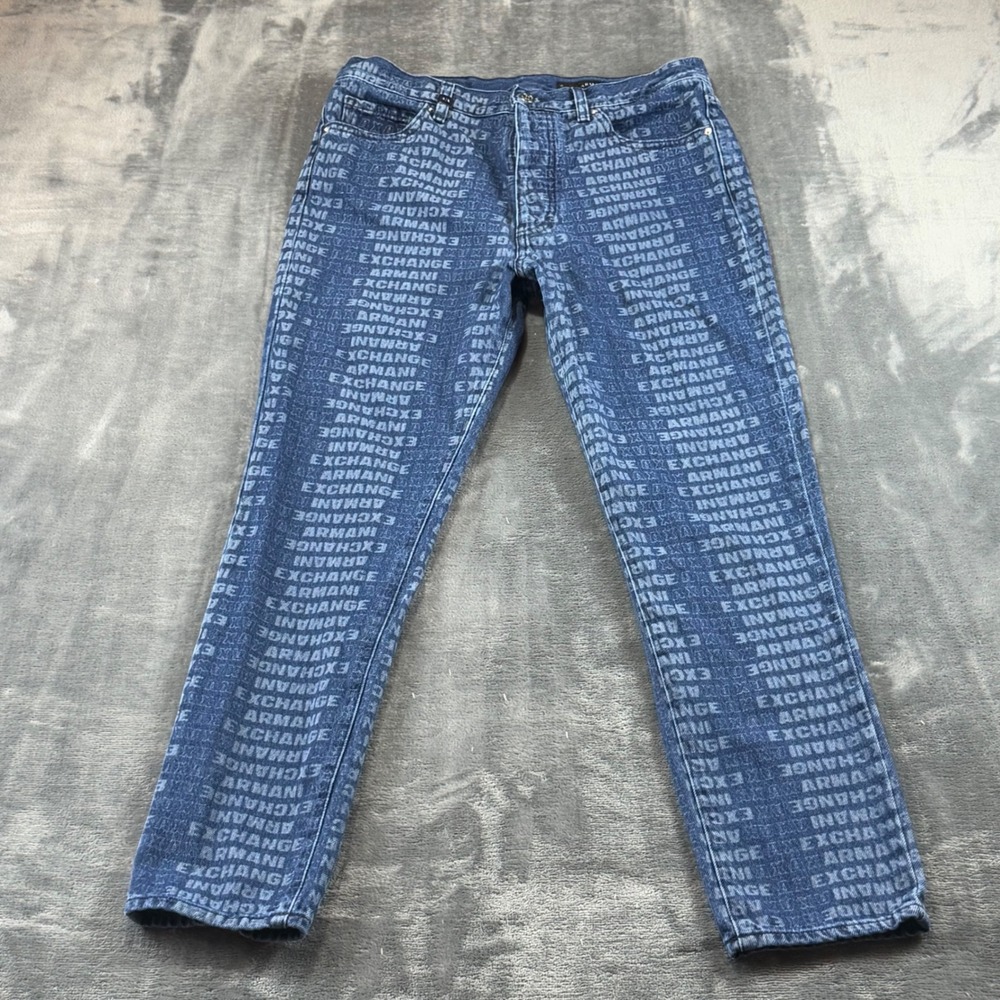 Armani Exchange J51 Carrot Logo Print Jeans Blue Denim 29 6HYJ51 Y2QYZ
